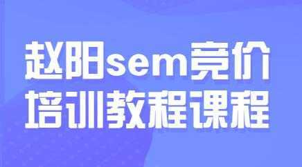 赵阳sem百度竞价排名优化教程，第30期培训课程视频-网创资源大全