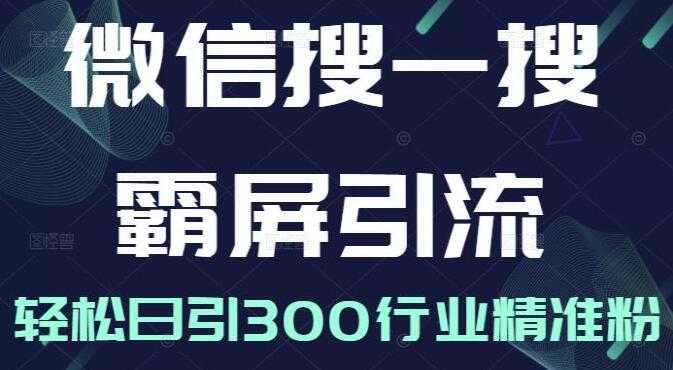 图片[1]-《微信搜一搜霸屏引流课》被动精准引流，轻松日引300行业精准粉-网创资源大全