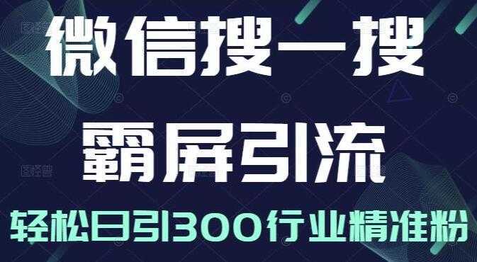 《微信搜一搜霸屏引流课》被动精准引流,轻松日引300行业精准粉-网创资源大全