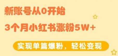 小红书涨粉变现《新账号从0开始3个月小红书涨粉5W+》实现单篇爆粉-网创资源大全