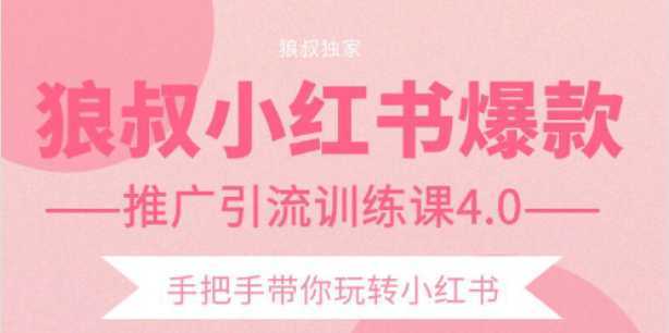 狼叔小红书爆款推广引流训练课4.0，手把手带你玩转小红书-网创资源大全