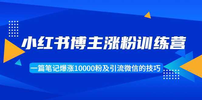 小红书博主涨粉训练营:一篇笔记爆涨10000粉及引流微信的技巧-网创资源大全