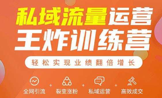 私域流量运营王炸训练营：全网引流+裂变涨粉+私域运营+高效成交-网创资源大全