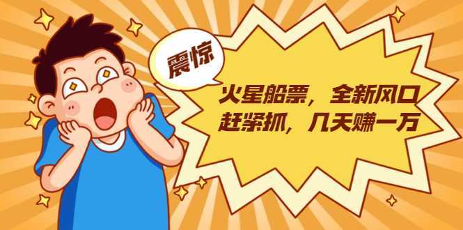 火星船票,全新风口赶紧抓,几天赚一万+摆地摊卖尾货月入一万(5个项目)-网创资源大全