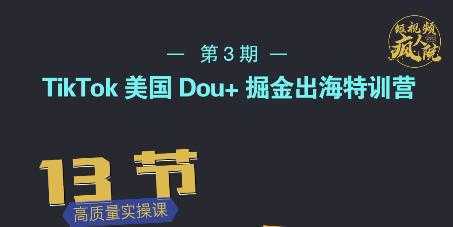 TikTok美国Dou+掘金出海特训营,美国dou+成功投放95%-网创资源大全