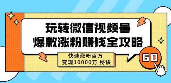 玩转微信视频号爆款涨粉赚钱全攻略，快速涨粉百万变现万元秘诀-网创资源大全