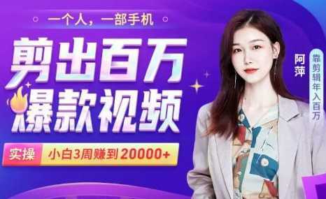 小白易上手的手机剪辑赚钱课，抓住短视频风口月赚2万+-网创资源大全