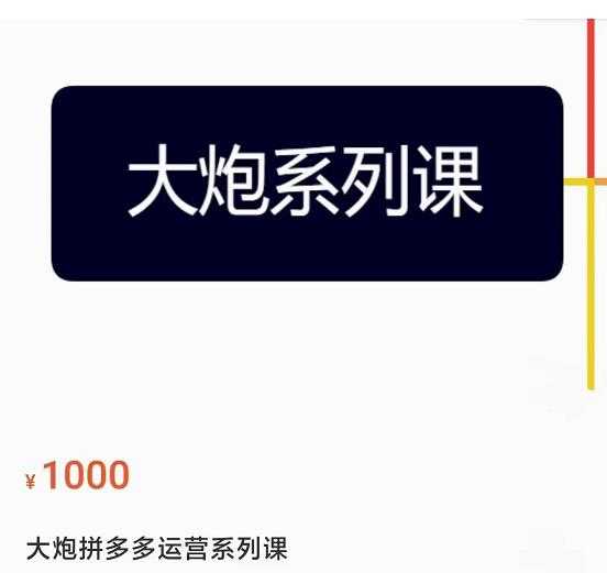 大炮拼多多运营系列课,各类玩法合集,拼多多运营玩法实操-网创资源大全