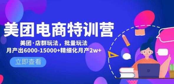 美团电商特训营:美团·店群玩法,无脑铺货月产出6000-15000+精细化月产2w+-网创资源大全