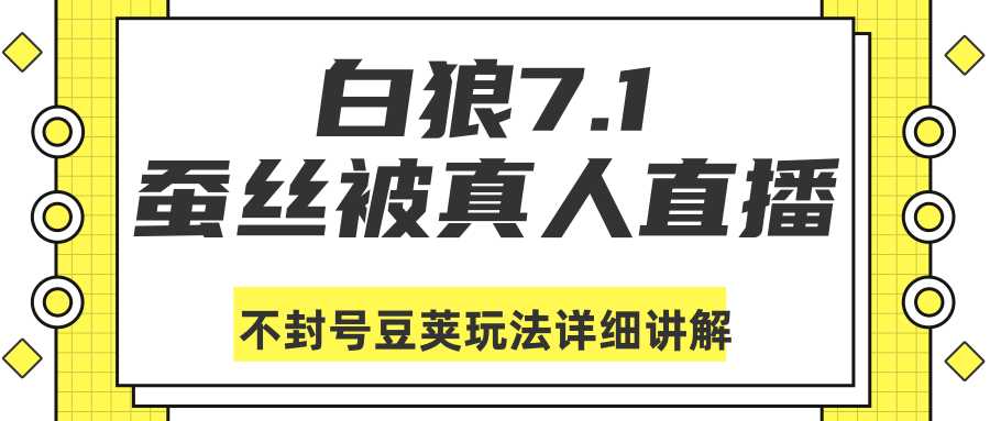 白狼敢死队最新抖音课程：蚕丝被真人直播不封号豆荚（dou+）玩法详细讲解-网创资源大全