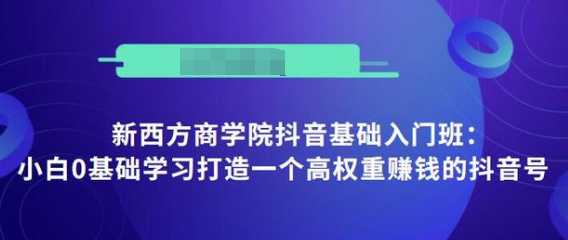 图片[1]-抖音基础入门班：小白0基础学习打造一个高权重赚钱的抖音号-网创资源大全