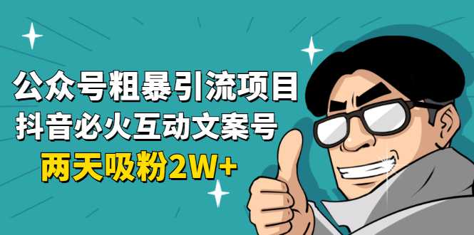 公众号粗暴引流项目:抖音必火互动文案号,两天吸粉2W+(可持续操作)-网创资源大全