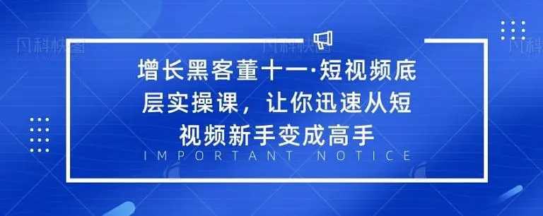 图片[1]-增长黑客董十一·短视频底层实操课，从短视频新手变成高手-网创资源大全