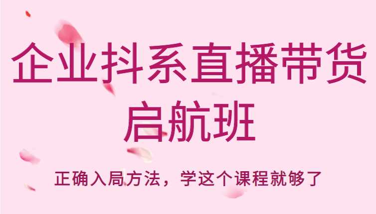 企业抖系直播带货启航班,正确入局方法,学这个课程就够了-网创资源大全