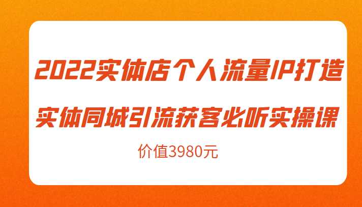 2022实体店个人流量IP打造实体同城引流获客必听实操课,61节完整版(价值3980元)-网创资源大全
