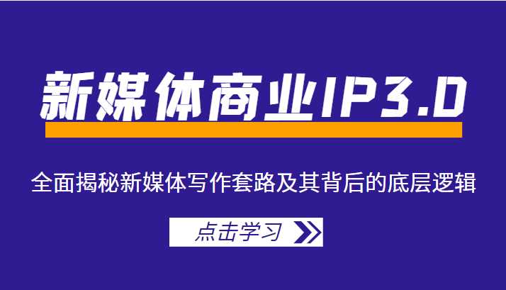 新媒体商业IP3.0,全面揭秘新媒体写作套路及其背后的底层逻辑(价值1299元)-网创资源大全
