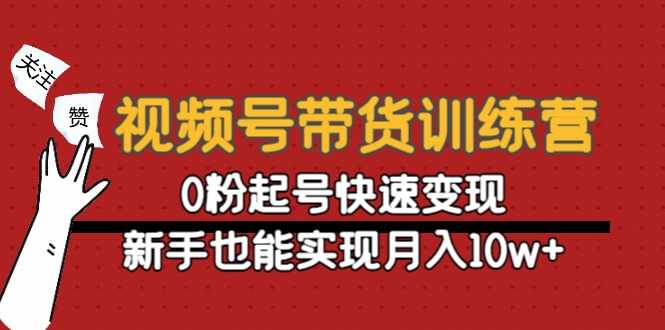 视频号带货训练营:0粉起号快速变现,新手也能实现月入10w+-网创资源大全