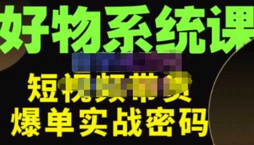 大嘴·好物短视频带货解析,学完你将懂的短视频带货底层逻辑,做出能表现的短视频-网创资源大全