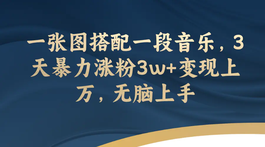 （7674期）一张图搭配一段音乐，3天暴力涨粉3w+变现上万，无脑上手插图