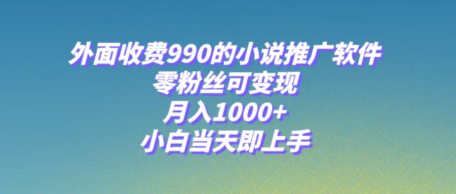 （8016期）小说推广软件，零粉丝可变现，月入1000+，小白当天即上手【附189G素材】插图