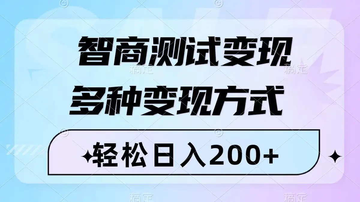 （8049期）智商测试变现，轻松日入200+，几分钟一个视频，多种变现方式（附780G素材）插图