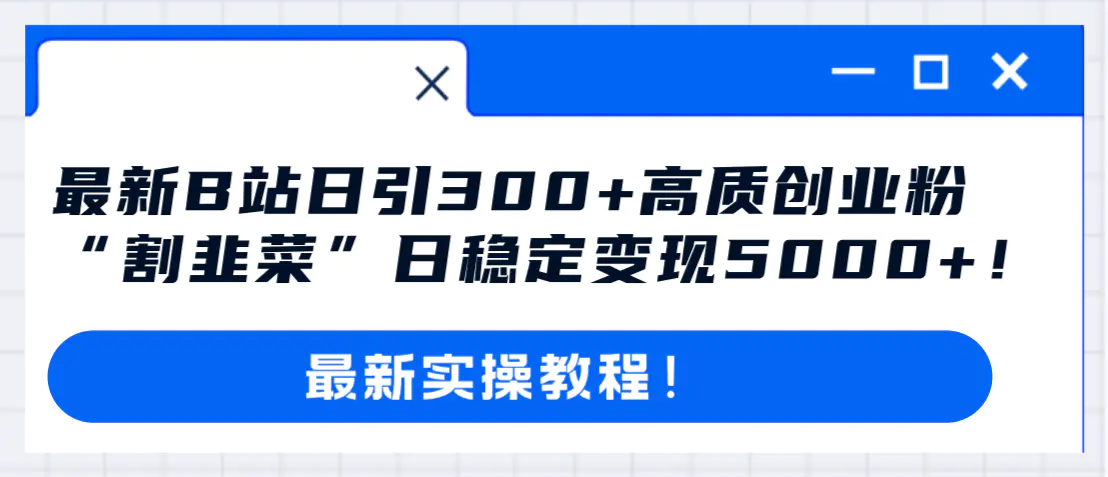 （8216期）最新B站日引300+高质创业粉教程！“割韭菜”日稳定变现5000+！插图1