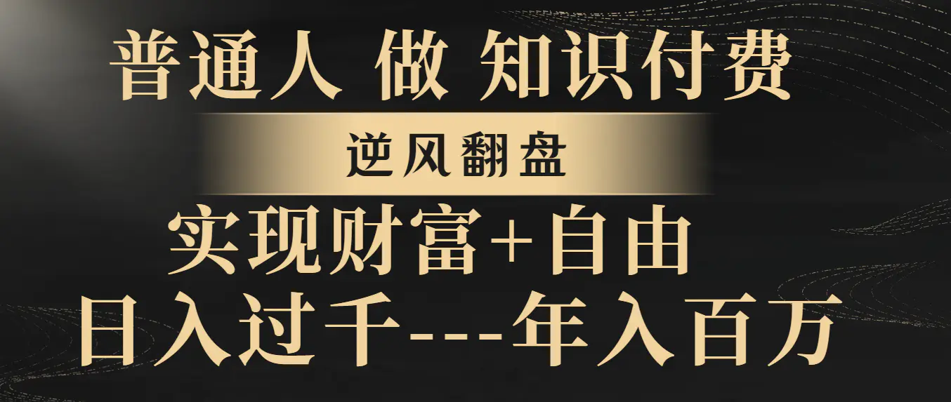 （8333期）普通人做知识付费，逆风翻盘，实现财富自由，日入过千，年入百万插图