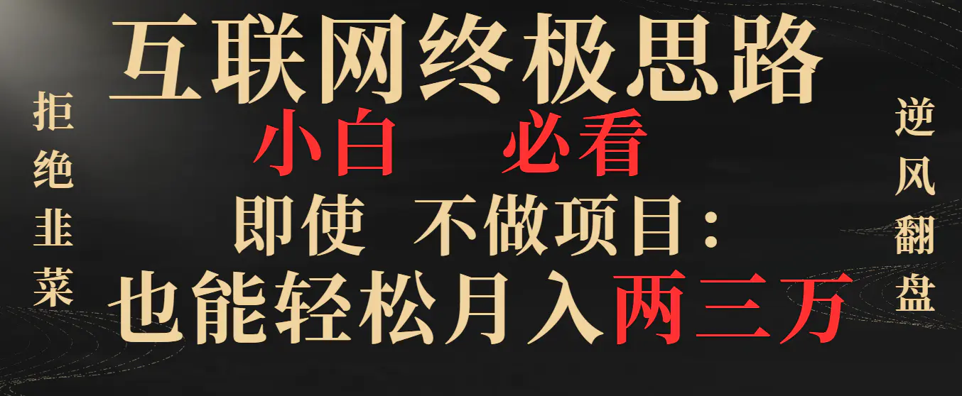 （8619期）互联网终极思路，小白必看，即使不做项目也能轻松月入两三万，拒绝韭菜…插图