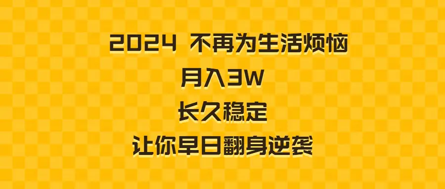 （8757期）2024不再为生活烦恼 月入3W 长久稳定 让你早日翻身逆袭插图