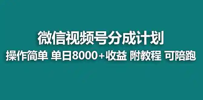 （8929期）【蓝海项目】视频号分成计划最新玩法，单天收益8000+，附玩法教程，24年…插图