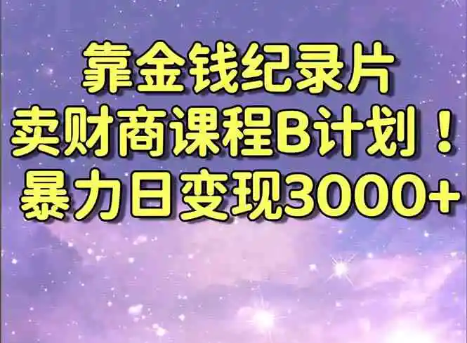 （8944期）靠金钱纪录片卖财商课程B计划！暴力日变现3000+，喂饭式干货教程！插图