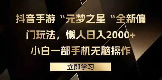 （9456期）抖音手游“元梦之星“全新偏门玩法，懒人日入2000+，小白一部手机无脑操作插图