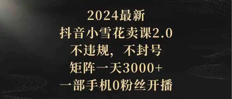 （9639期）2024最新抖音小雪花卖课2.0 不违规 不封号 矩阵一天3000+一部手机0粉丝开播插图