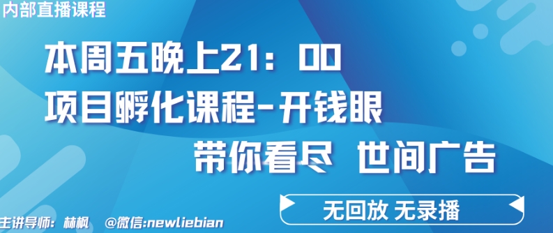 4.26日内部回放课程《项目孵化-开钱眼》赚钱的底层逻辑【揭秘】