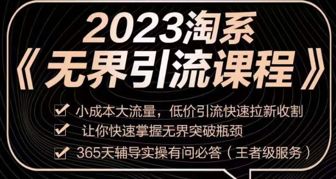 2023淘系无界引流实操课程，小成本大流量，低价引流快速拉新收割，让你快速掌握无界突破瓶颈