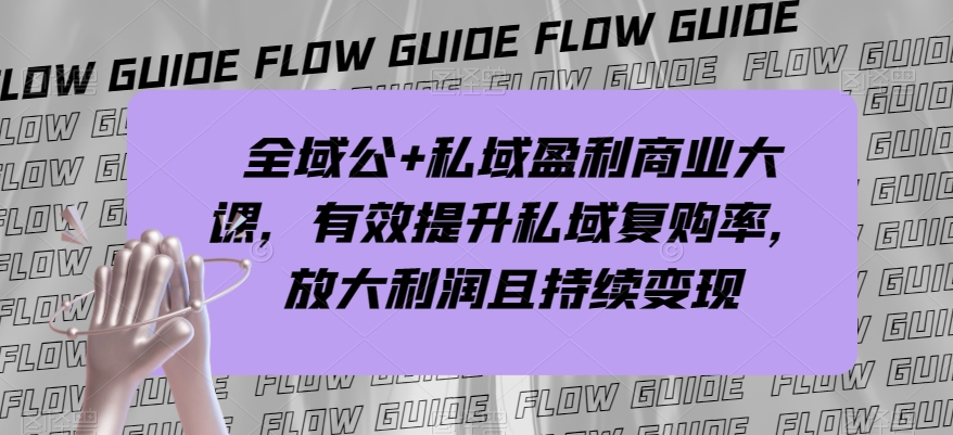 全域公 私域盈利商业大课，有效提升私域复购率，放大利润且持续变现