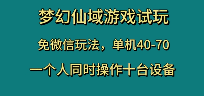 梦幻仙域游戏试玩，免微信玩法，单机40-70，一个人同时操作十台设备【揭秘】