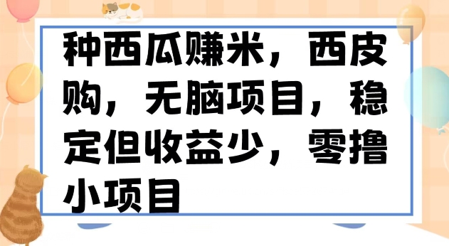 种西瓜赚米，西皮购稳定长久零撸小项目