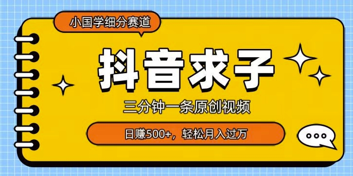 小国学细分赛道，三分钟一条原创视频，日赚500+，可矩阵复制