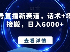 图片[1]-视频号直播新赛道，话术+场景直接搬，日入6000+-暖阳网-优质付费教程和创业项目大全