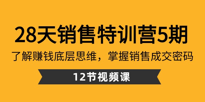 图片[1]-28天市场销售夏令营5期：掌握挣钱思维模式，把握销售成交登陆密码（12堂课）-暖阳网-优质付费教程和创业项目大全