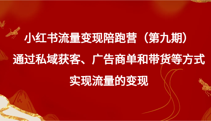 图片[1]-小红书的数据流量变现陪跑营（第九期）根据公域拓客、广告主单和卖货等方式实现数据流量变现-暖阳网-优质付费教程和创业项目大全