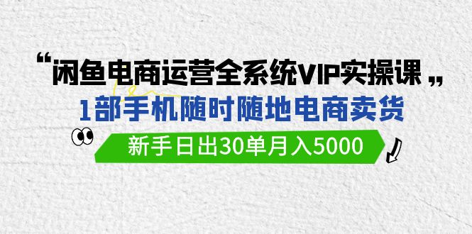 图片[1]-闲鱼平台网店运营全系统VIP实战演练课，1手机随时卖东西，初学者日出30单月入5000-暖阳网-优质付费教程和创业项目大全