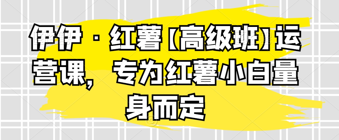 伊伊·红薯【高级班】运营课，专为红薯小白量身而定