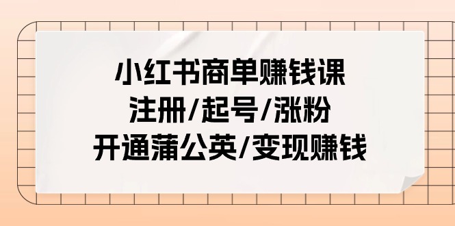 图片[1]-小红书商单赚钱课：注册/起号/涨粉/开通蒲公英/变现赚钱（25节课）