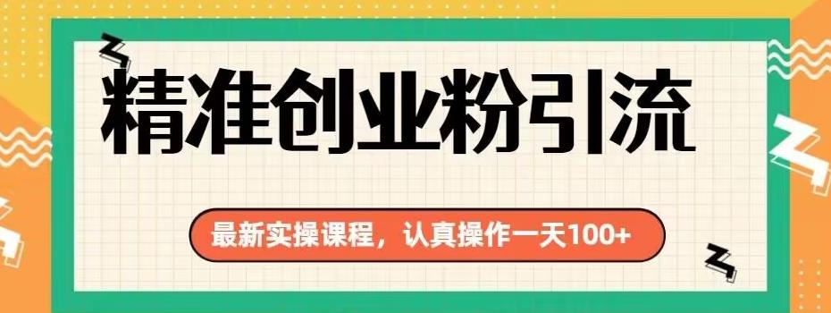 精准创业粉引流最新实操课程，认真操作一天100 