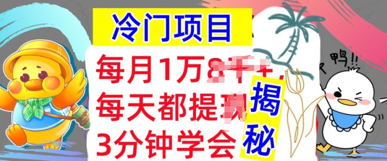 冷门项目，这个方法一定要学会，内部教程，每月1w(揭秘)