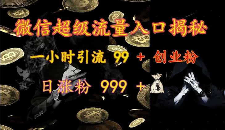 微信超级流量入口揭秘：一小时引流 99   创业粉，日涨粉 999  