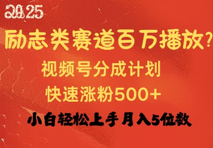 励志类赛道也能百万播放，快速涨粉500 视频号变现月入过W