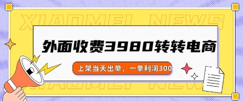 外面收费3980的转转电商玩法，上架当天出单，一单利润3张